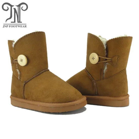 Toddler girl kids brown boots in fur lining