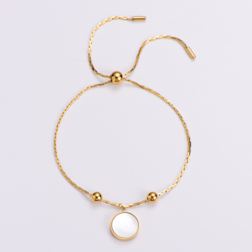 Stainless Steel Black and White Round Charm 18K Gold Thin Chain Bracelet for Wrist: Stylish Accessory for Your Collection