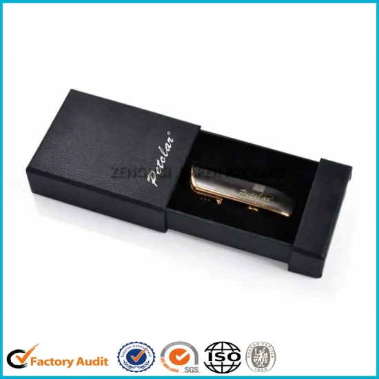 Custom Printed Black Drawer Box Packaging For USB