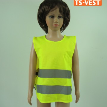 Security roadway safety clothing high quality EU standard Logo design eco-friendly breathable fabric hi-vi kid vests fluo yellow