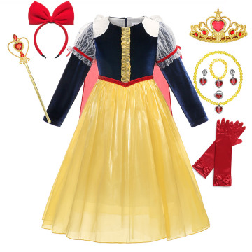 Girls Princess Dream Snow White Dresses Christmas Party Snow White Ball Gown Winter Warm Clothes Child Halloween Cosplay Costume