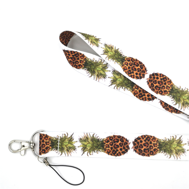 Leopard pineapple Neck Strap Lanyard keychain Mobile Phone Strap ID Badge Holder Rope Keyrings cosplay Accessories ribbons