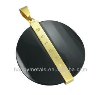 2014 Happymetals round black gemstone pendant(P0040-1)