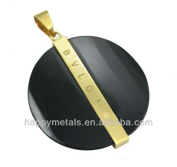 2014 Happymetals round black gemstone pendant(P0040-1)