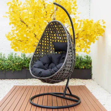 Modern Rattan Egg Shape Hanging Swing Chair for Patio