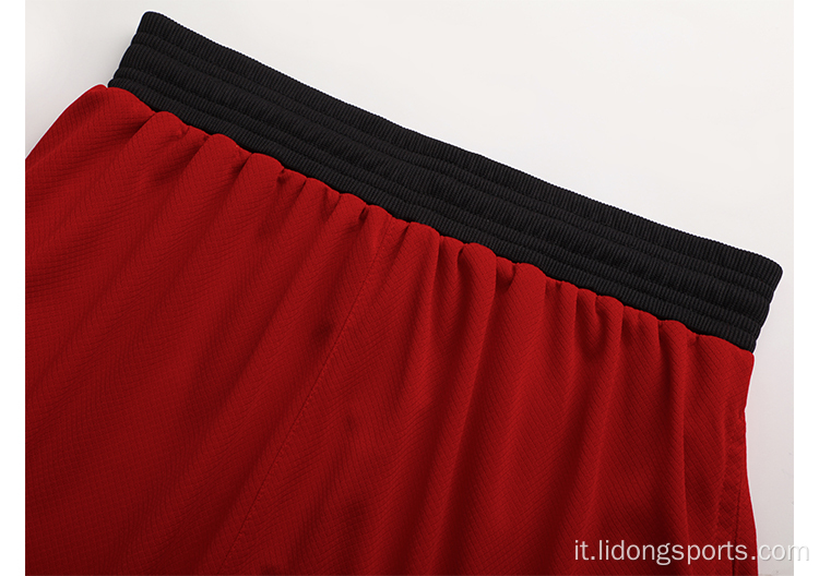 Jersey personalizzato di pallacanestro maschile da uomo rosso e nero di alta qualità