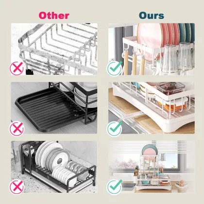Double-Tiered Rust-Proof Bowl Storage Rack