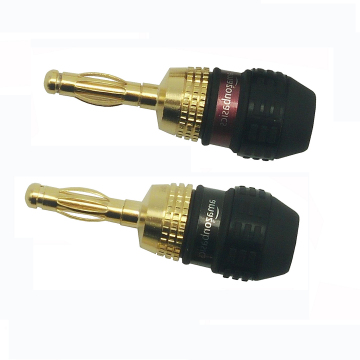 24K Gold-Plated 4MM Banana Plugs with Screw Lock - High-Quality HIFI Audio Connectors (2 Pcs)
