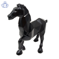 تمثال حصان راتنج أسود هندسي حديث