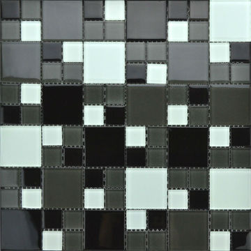 glass mosaic tile, black and white crystal mosaic tile, mix size