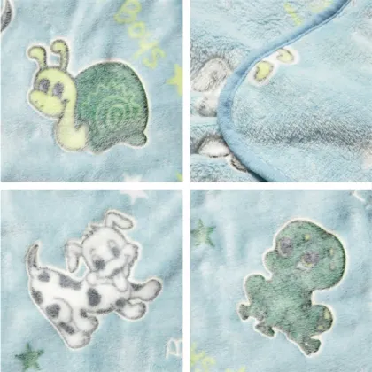 Luminous microfiber blanket wholesale custom blanket glow in the dark,kids glow in the dark  Dinosaur  throw blanket