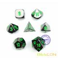 Metal de lujo negro del metal 7pcs sistema poliédrico, sistema negro del metal 7pcs de los dados del juego del RPG del metal de d4 d6 d8 d10 d12 d20 d20 d%