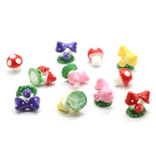 Multi Design 3D Colorful Mushroom Resin Cabochon Charms Beautiful Home Landscape Ornament Fairy Garden Accessories