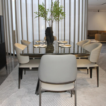 Natural Marble Luxury Stone Rectangular Small Household Dining Table and Chairs