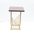 Gold stainless steel wooden top side table