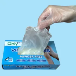 CE/ISO/FDA standard smooth beaded cuff powdered vinyl gloves with aloe carton of 1000