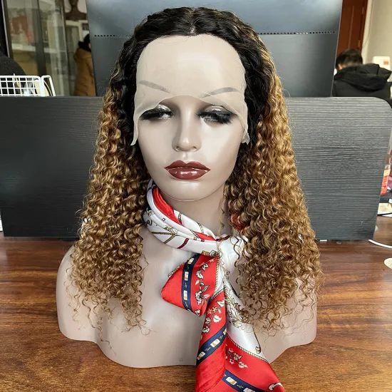 Brazilian lace front t part human hair short curly wig,1b/30 ombre lace front wigs for black women