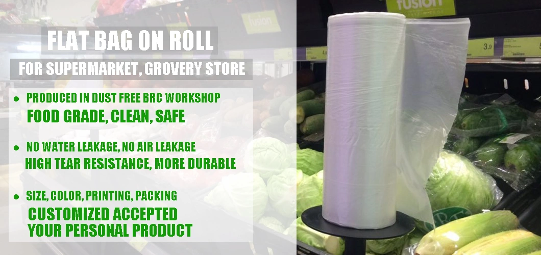 Supermarket Grocery Biodegradable Custom Recyclable Plastic Food Packing Bag on Roll