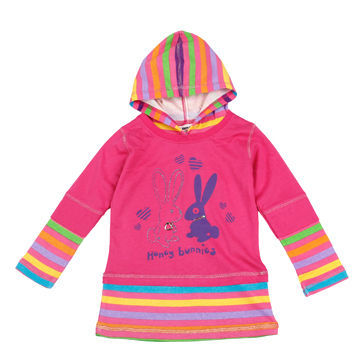 Girls' Winter Hooded Jackets, Printed and Embroidered, Purple Color