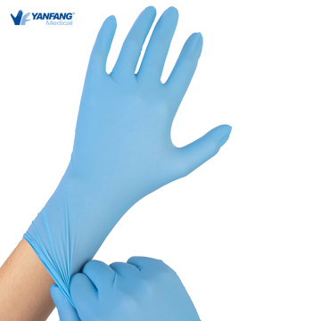 Guanti di nitrile blu industriale resistente