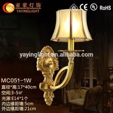 US pattern misting blown glass brass base wall lamp,hallway living room minimalist 2016 copper wall lamp