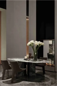 Elegant Oval Marble Dining Table