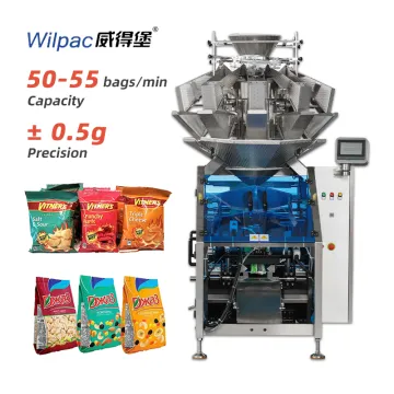 Inclined Multihead Weight Fill Packaging Machine for Snack Bags and Cookie Pouches