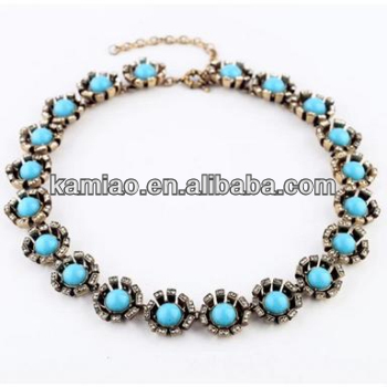 ladies 2014 statement jewelry vintage sapphire artificial jewellery necklace