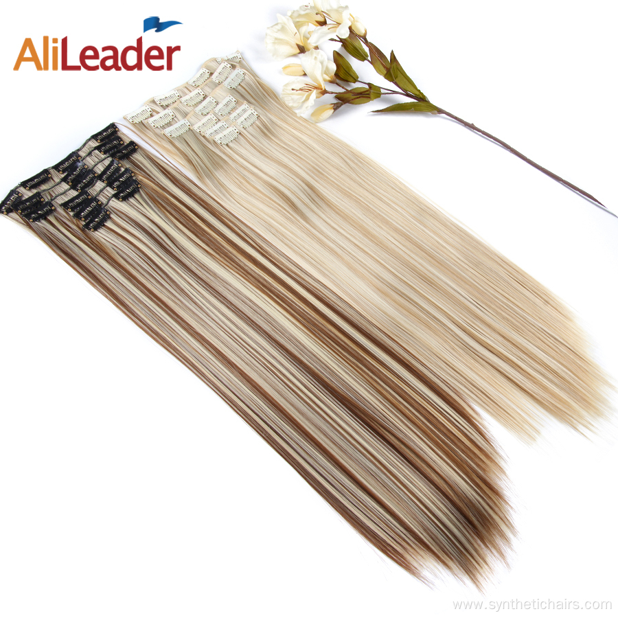 Synthetic Natural Silk Straight Hair 16 Clips