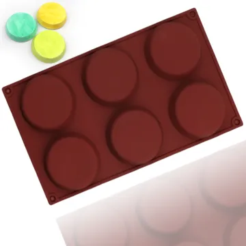 1198 6 Hole Round Cylinder Disk Shape Silicone Cake Mold, Soap Making Molds, Silicone Candle Molds - BPA Free
