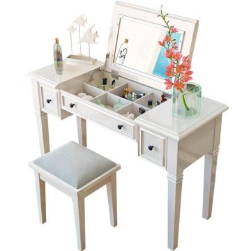 Make-up wooden writing desk with mirror
