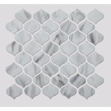 Azulejo de mosaico de vidrio de cocina y cuarto de ducha blanco