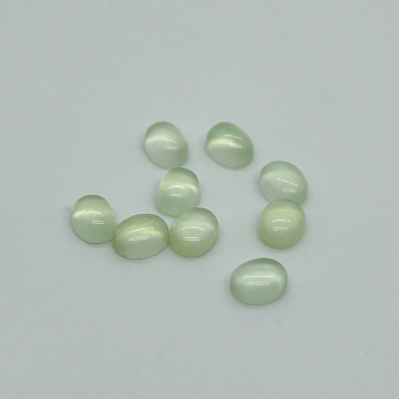 Natural Prehnite Egg Shaped Flat Bottom Cut Gemstones