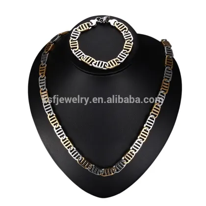 KSF Mens Jewelry Stainless Steel Jewelry Chain Gold Chain Necklace&Bracelet