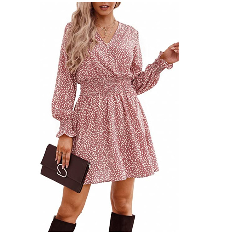 Women's Long Sleeve Mini Floral Dress