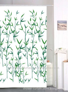 polyester leaf printd shower curtain