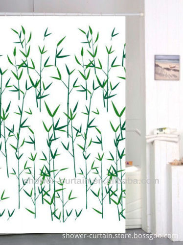 polyester leaf printd shower curtain