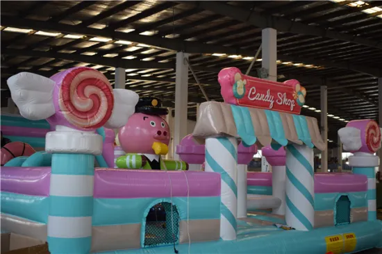 Hot selling outdoor pink kids funny bouncy castle Inflatable unicorn castle combo with slide