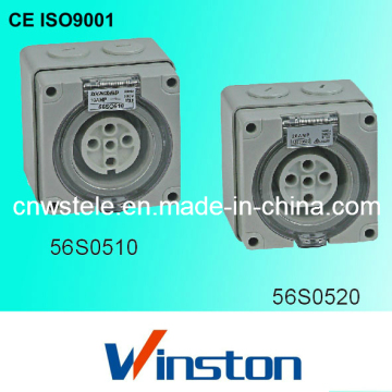 IP66 500VAC Three Phase 5 Round Pin Waterproof Socket (10A, 20A, 32A, 40A, 50A)
