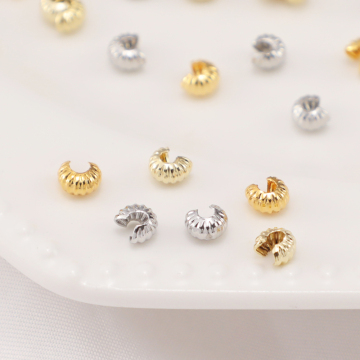 Gold Plated Hollow Bezel Moon Shaped Brass Beads for Fashion Jewelry