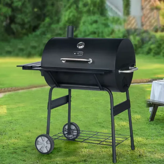 Camping  Adjustable Barrel Trolley BBQ Grill Black Smoker yakiniku brazilian rotisserie Kettle BBQ Charcoal Grill