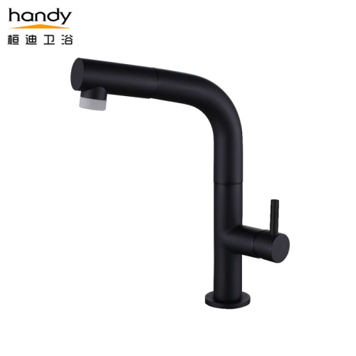 Single-handle Brass Black pullout kitchen sink mixer tap