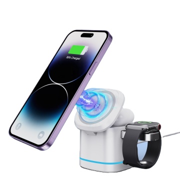 3-in-1 Fast Charging Wireless Charger Station for Android, iPhone, Earphones, and Watches - 15W