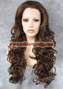 Kim Kardashian Long Wavy Ginger Brown Synthetic Lace Front Wig