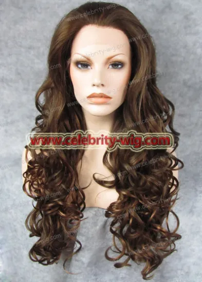 Kim Kardashian Long Wavy Ginger Brown Synthetic Lace Front Wig