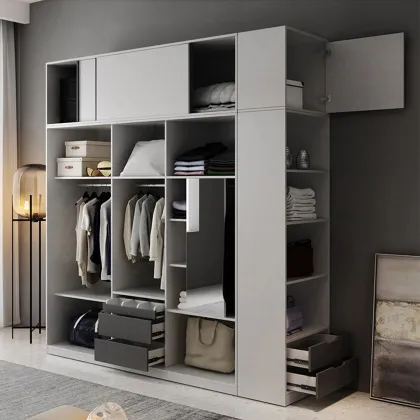 Light luxury glass door wardrobe home bedroom