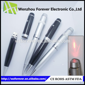 2016 Hot Selling Brass 3 in 1 USB Flash Pen Drive With Red Laser Pen