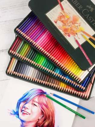 Faber-Castell Green Tin Box Polychromos Artists' Color Pencil 12/24/36/60/120 Colour Professional Art Painting Coloring Set