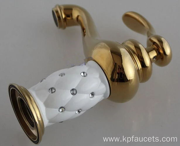 Sanitary Ware Gold Brass Diamond Basin Faucet