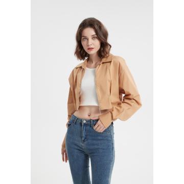 Autumn short jacket for women solid long sleeve